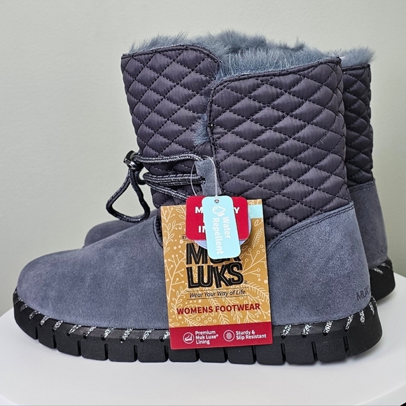 Muk Luks Womens Flexi Bridgehampton Pull-on Boot Dark Grey |Outdoor Cozy Spring - Picture 8 of 13